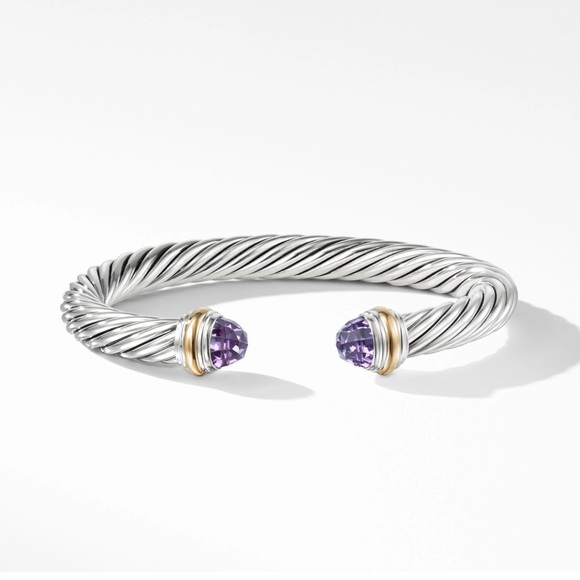 💠David Yurman Cable Classics Bracelet Silver / 14k Gold with Amethyst, 7mm NWOT - Picture 1 of 8